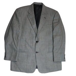MEN'S BLACK & BEIGE WOVEN BLAZER JACKET - CLAIBORNE - 100% WOOL - SIZE 44R